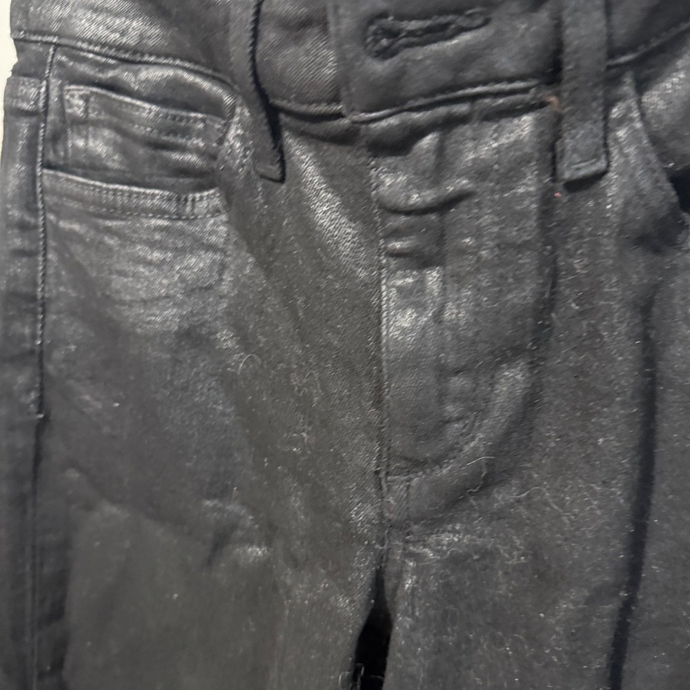 Joe's Jeans Skinny Ankle Coated Waxed Denim Pants 26 Black Excellent - Picture 5 of 8